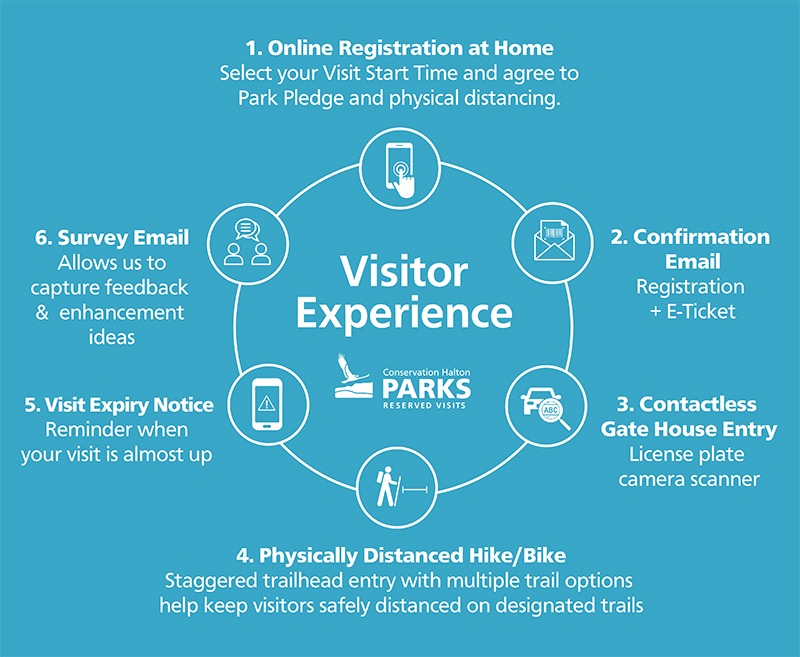 infographic depicting the visitor experience at conservation halton parks