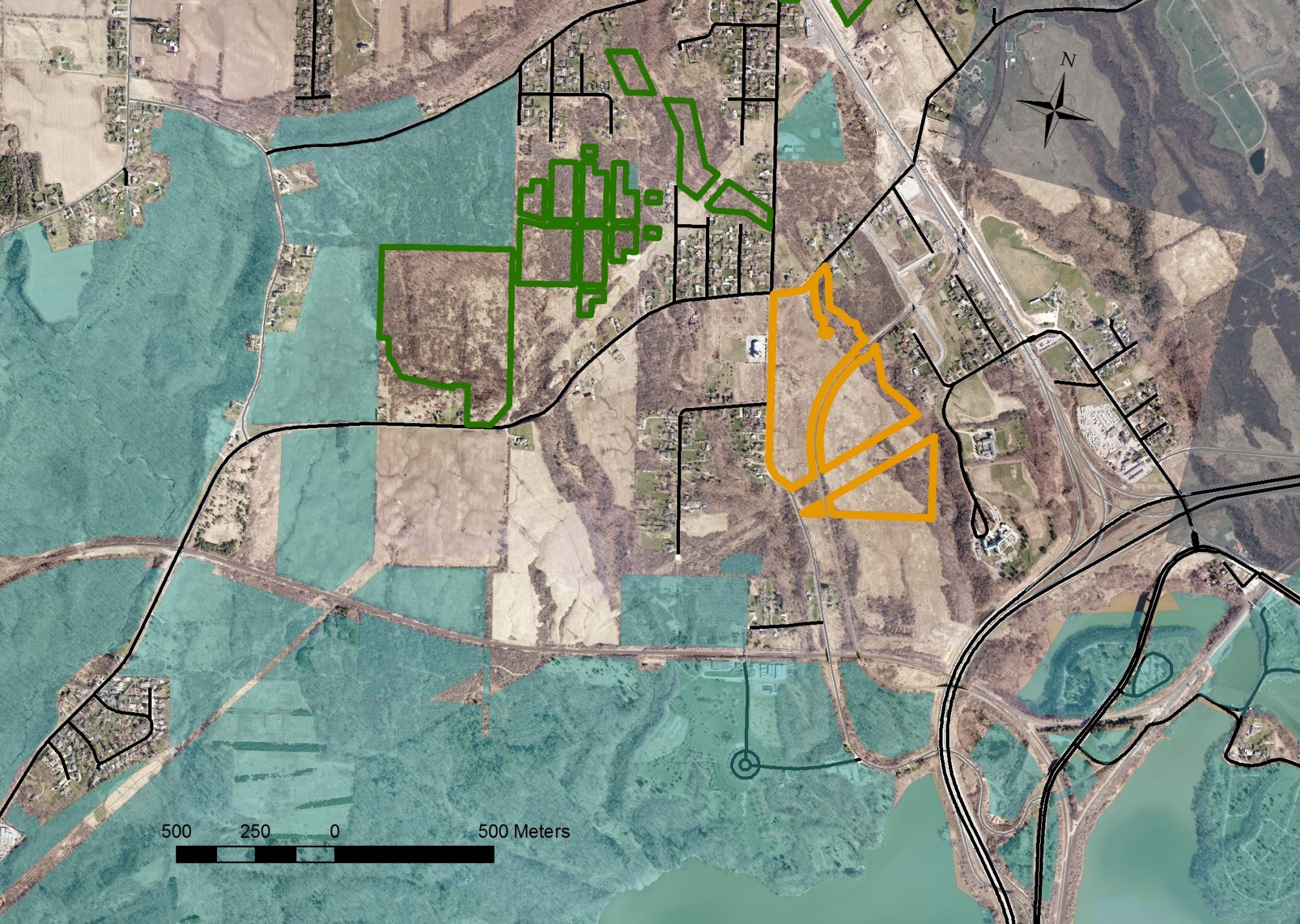 vista aérea del plan del proyecto de restauración de hopkins tract